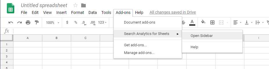 Google-sheets-adon-Search-term-analytics Opening Google search console extension in google sheets
